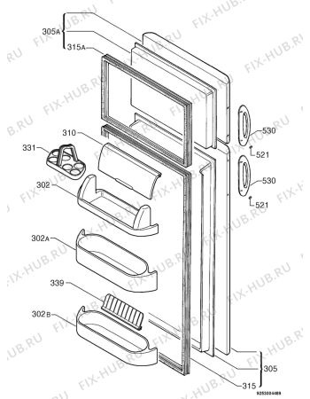 Взрыв-схема холодильника Arthurmartinelux ARA2320 - Схема узла Door 003