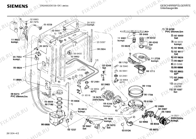Взрыв-схема посудомоечной машины Siemens SN34903SK - Схема узла 02