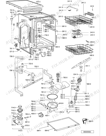 Взрыв-схема посудомоечной машины Bauknecht GSFS 4316 WS - Схема узла