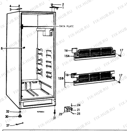 Взрыв-схема холодильника Electrolux RP1198 - Схема узла C10 Cabinet