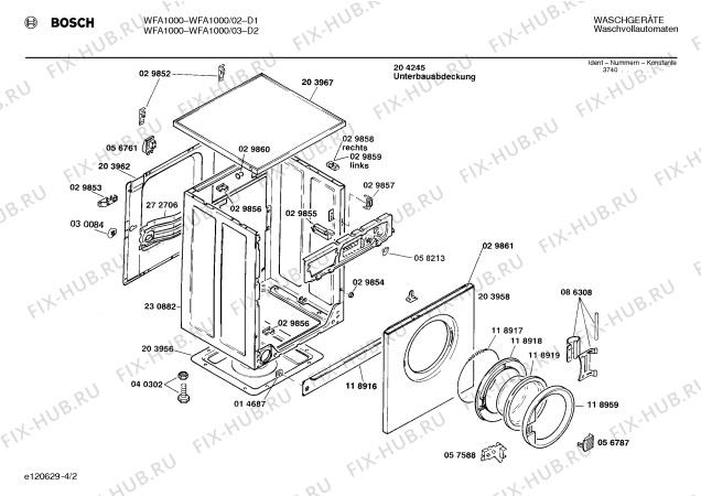 Схема №3 WFA1000 с изображением Ручка для стиралки Bosch 00088213