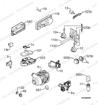 Взрыв-схема посудомоечной машины Zanussi ESF6563 - Схема узла Electrical equipment 268