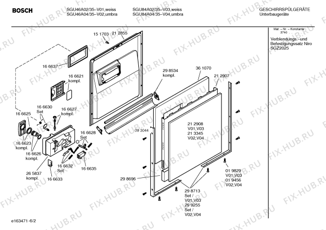 Взрыв-схема посудомоечной машины Bosch SGU84A04 Exclusiv - Схема узла 02