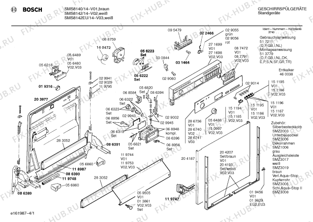 Схема №2 SMU8140 с изображением Панель для посудомойки Bosch 00286736