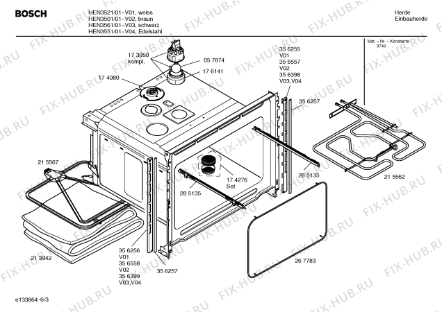Взрыв-схема плиты (духовки) Bosch HEN3551 - Схема узла 03