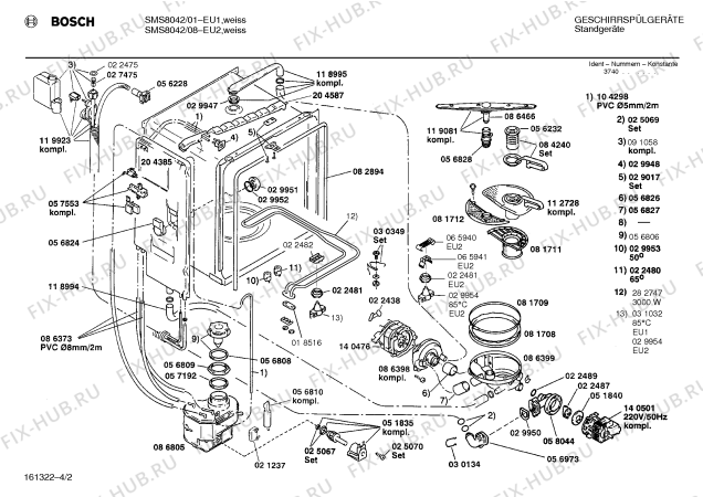 Взрыв-схема посудомоечной машины Bosch SMS8042 - Схема узла 02
