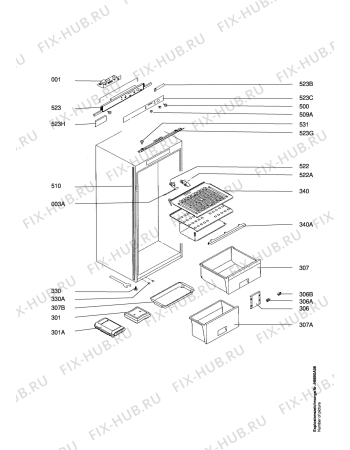 Взрыв-схема холодильника Electrolux QT226FI - Схема узла Housing 001