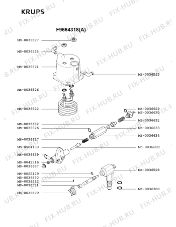 Взрыв-схема кофеварки (кофемашины) Krups F9664318(A) - Схема узла OP002137.2P4