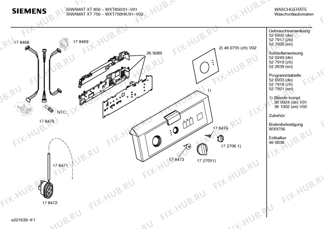 Схема №2 WXT1000FF SIWAMAT XT 1000 fuzzy plus с изображением Инструкция по эксплуатации для стиральной машины Siemens 00526932
