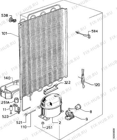 Взрыв-схема холодильника Privileg 041926 7 - Схема узла Cooling system 017