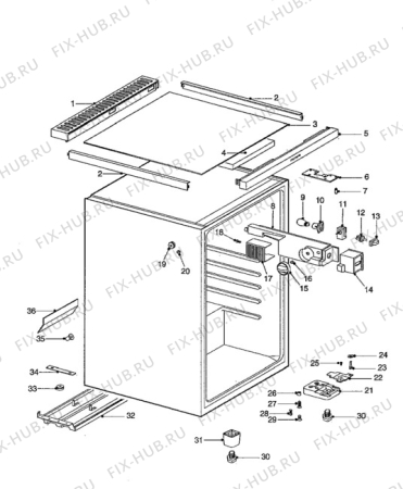 Взрыв-схема холодильника Electrolux ER1244T/CH - Схема узла Cabinet + armatures