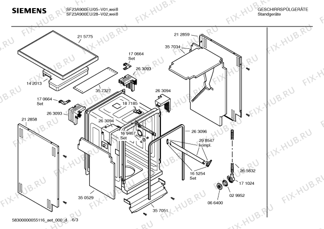Взрыв-схема посудомоечной машины Siemens SF23A900EU - Схема узла 03