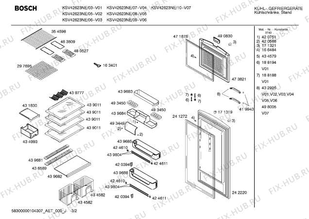 Схема №3 KSV42623NE с изображением Инструкция по эксплуатации для холодильника Bosch 00593186