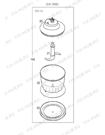 Взрыв-схема блендера (миксера) BRAUN Multiquick 4-in-1 Hand mixer M 1050 - Схема узла 2