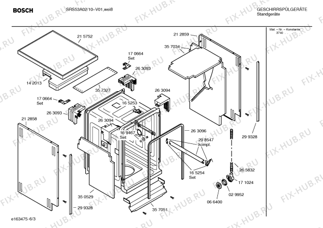 Взрыв-схема посудомоечной машины Bosch SRS53A02 Sportline - Схема узла 03