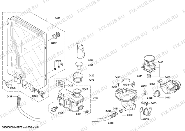 Взрыв-схема посудомоечной машины Bosch SMI63M25EU - Схема узла 04