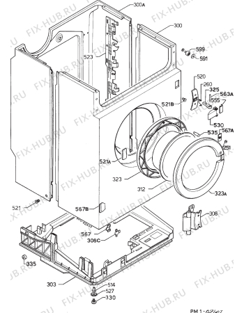 Взрыв-схема стиральной машины Zanussi FLI1042 - Схема узла Cabinet + armatures