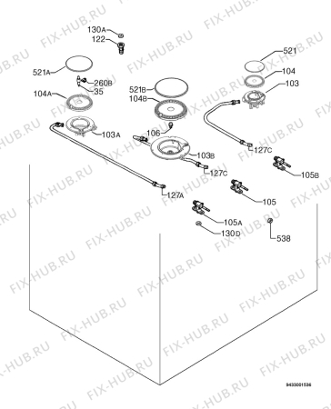 Взрыв-схема плиты (духовки) Electrolux EKM606700W - Схема узла Functional parts 267