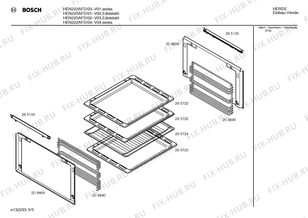 Схема №2 HEN305B с изображением Переключатель для электропечи Bosch 00152494