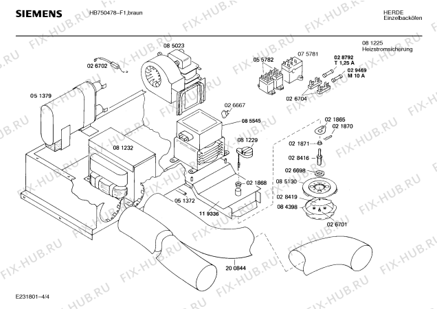 Взрыв-схема плиты (духовки) Siemens HB750478 - Схема узла 04