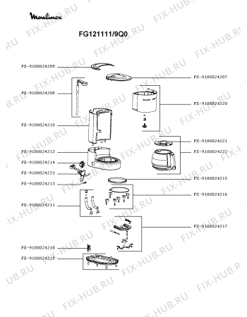 Схема №1 FG121111/9Q0 с изображением Часть корпуса для электрокофемашины Moulinex FS-9100024219