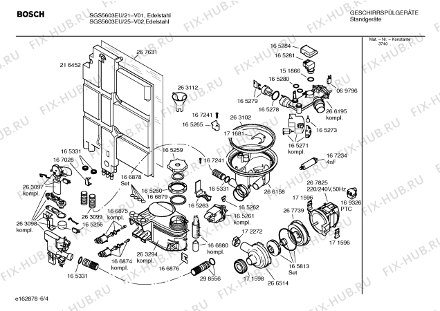 Схема №4 SGV5603 с изображением Инструкция по эксплуатации для электропосудомоечной машины Bosch 00526702