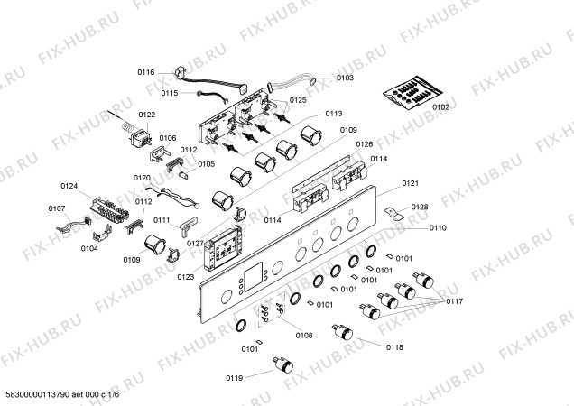 Схема №5 HEN330850 с изображением Панель управления для плиты (духовки) Bosch 00449254