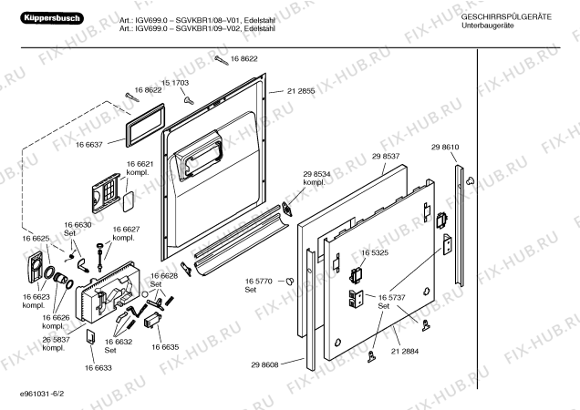 Взрыв-схема посудомоечной машины Kueppersbusch SGVKBR1 IGV699.0 - Схема узла 02