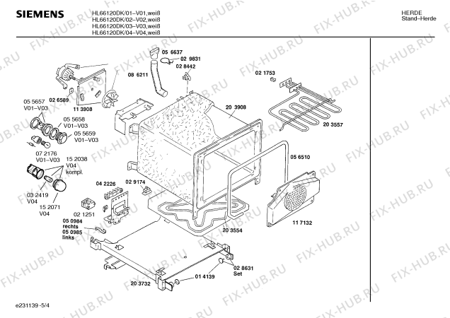 Взрыв-схема плиты (духовки) Siemens HL66120DK - Схема узла 04