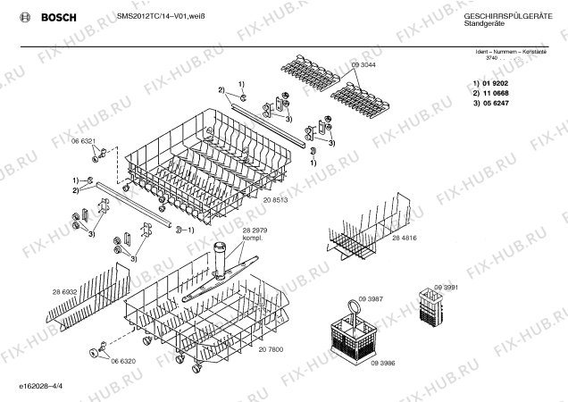 Схема №4 SMSGEA6RK с изображением Корзина для посуды для посудомоечной машины Bosch 00208513