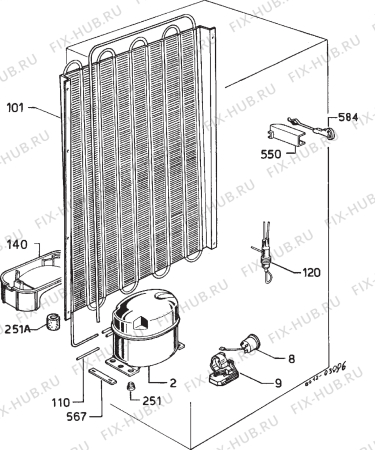 Взрыв-схема холодильника Elin E1243I - Схема узла Cooling system 017