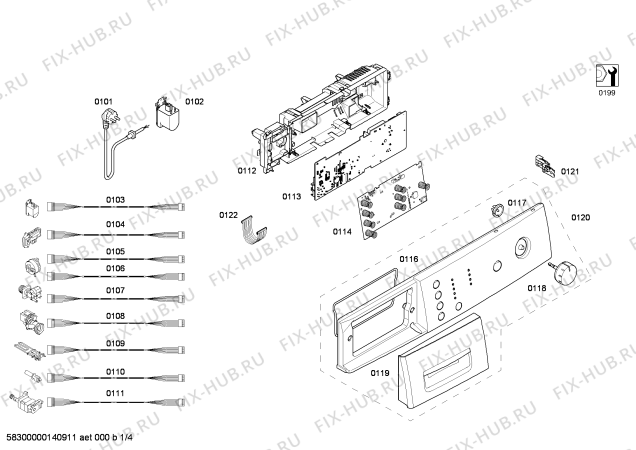Схема №3 WAE24162FF с изображением Панель управления для стиральной машины Bosch 00675659