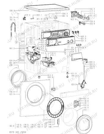 Схема №1 AWM 3000 с изображением Декоративная панель для стиралки Whirlpool 481245213646