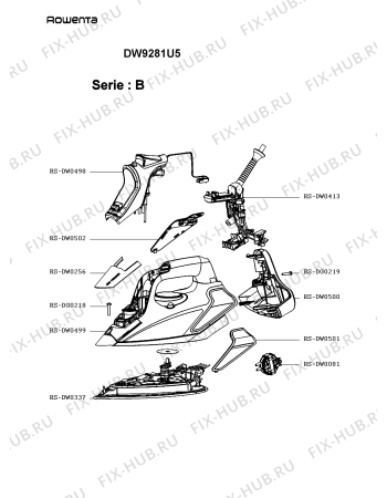 Схема №1 DW9281U5 с изображением Ручка для электроутюга Rowenta RS-DW0499