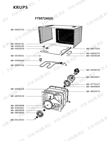 Взрыв-схема микроволновой печи Krups F7957240(0) - Схема узла 4P002452.0P2