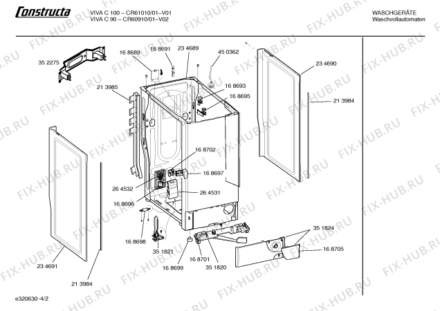 Схема №2 CR60910 viva c90 с изображением Панель для стиралки Bosch 00352348