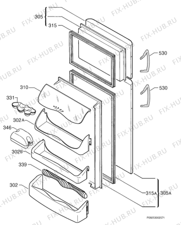 Взрыв-схема холодильника Zanussi ZA25BL - Схема узла Door 003