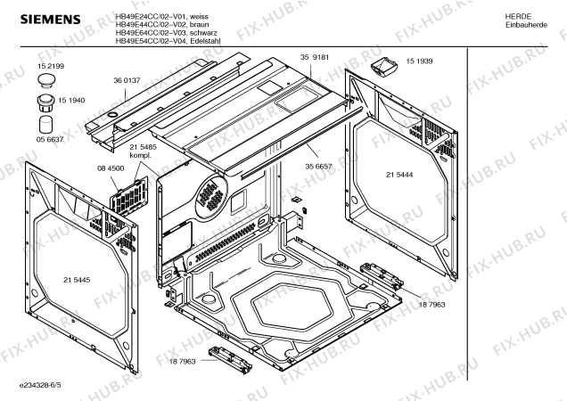 Схема №6 HB49E54CC с изображением Инструкция по эксплуатации для плиты (духовки) Siemens 00590575