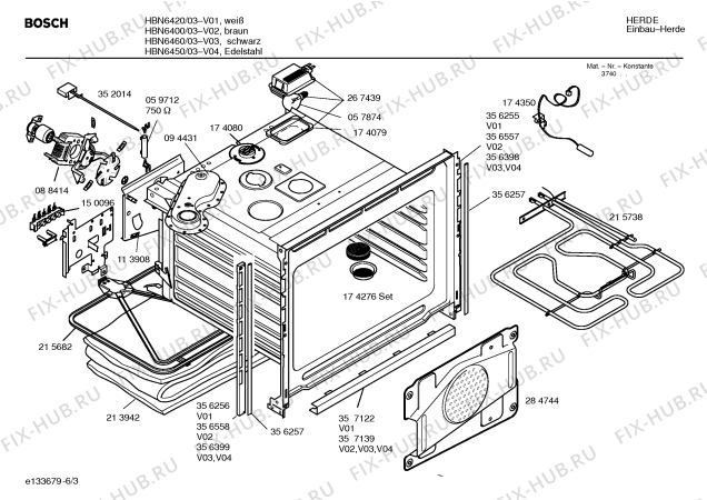Схема №5 HBN6420 с изображением Инструкция по эксплуатации для электропечи Bosch 00527640
