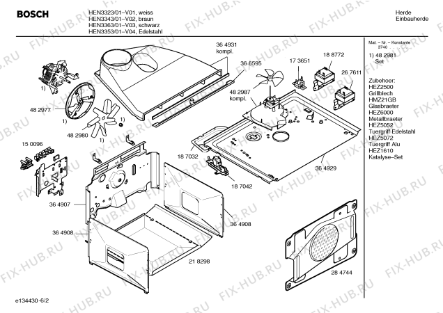 Взрыв-схема плиты (духовки) Bosch HEN3353 - Схема узла 02