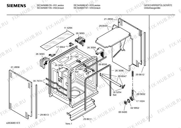 Взрыв-схема посудомоечной машины Siemens SE34A686 Extraklasse - Схема узла 03