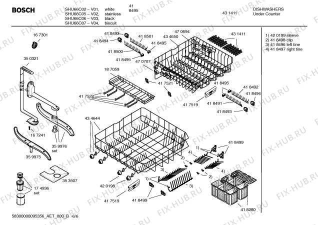 Взрыв-схема посудомоечной машины Bosch SHU66C07UC Bosch - Схема узла 06