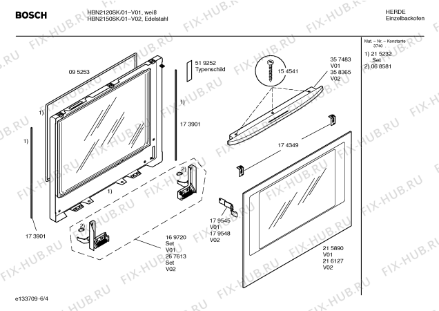 Схема №2 HBN2120SK с изображением Инструкция по эксплуатации для плиты (духовки) Bosch 00527794