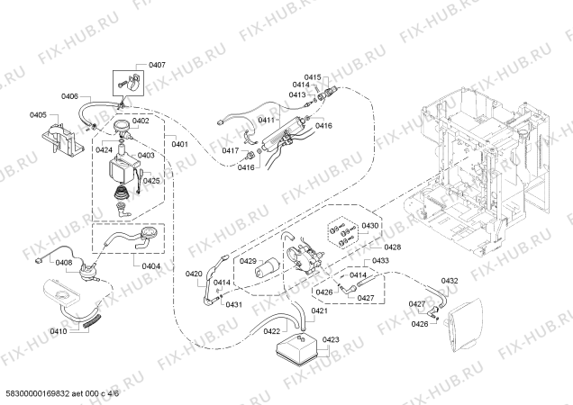 Схема №4 TES50628RW VeroCafe LattePro с изображением Крышка для электрокофеварки Bosch 00623824