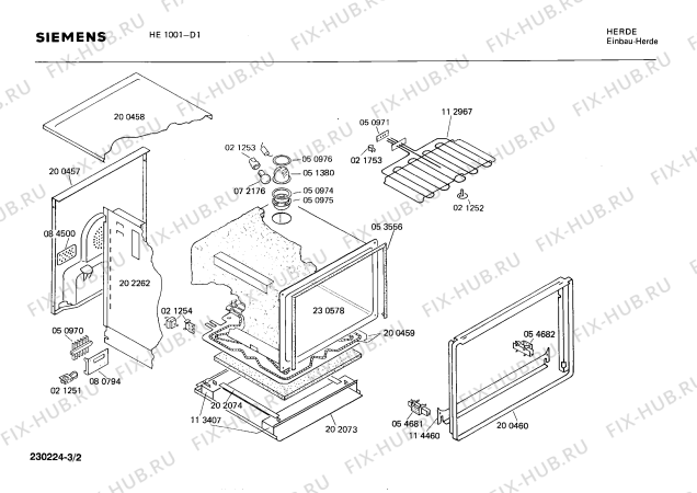 Взрыв-схема плиты (духовки) Siemens HE1001 - Схема узла 02