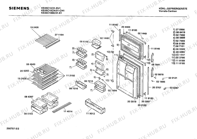 Взрыв-схема холодильника Siemens KS35C10EE - Схема узла 02