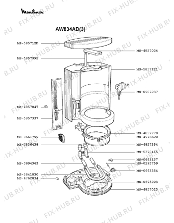 Взрыв-схема кофеварки (кофемашины) Moulinex AW834AD(3) - Схема узла QP001737.8P2