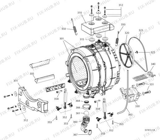 Взрыв-схема стиральной машины Indesit WIXXL127EU (F046557) - Схема узла