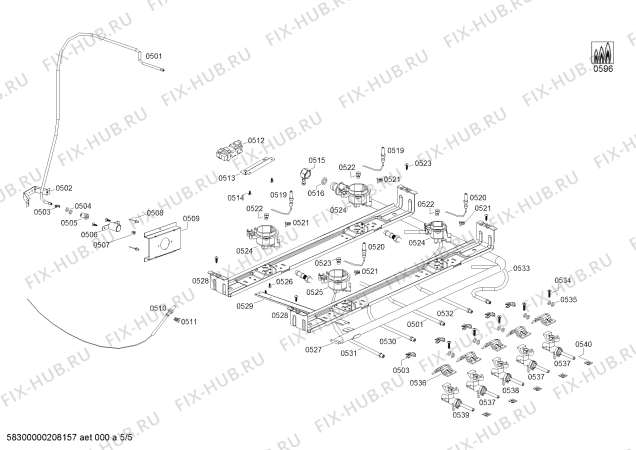 Схема №2 HSG14I20SH COCINA A GAS PRO425 IX BOSCH с изображением Стеклопанель для плиты (духовки) Bosch 00774455