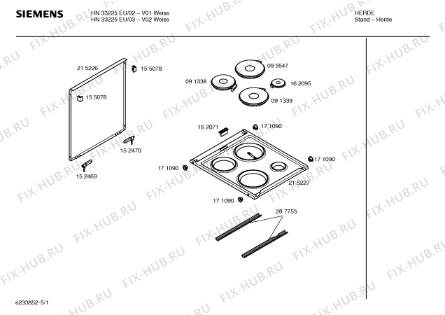 Схема №5 HN33225EU с изображением Панель управления для плиты (духовки) Siemens 00355823